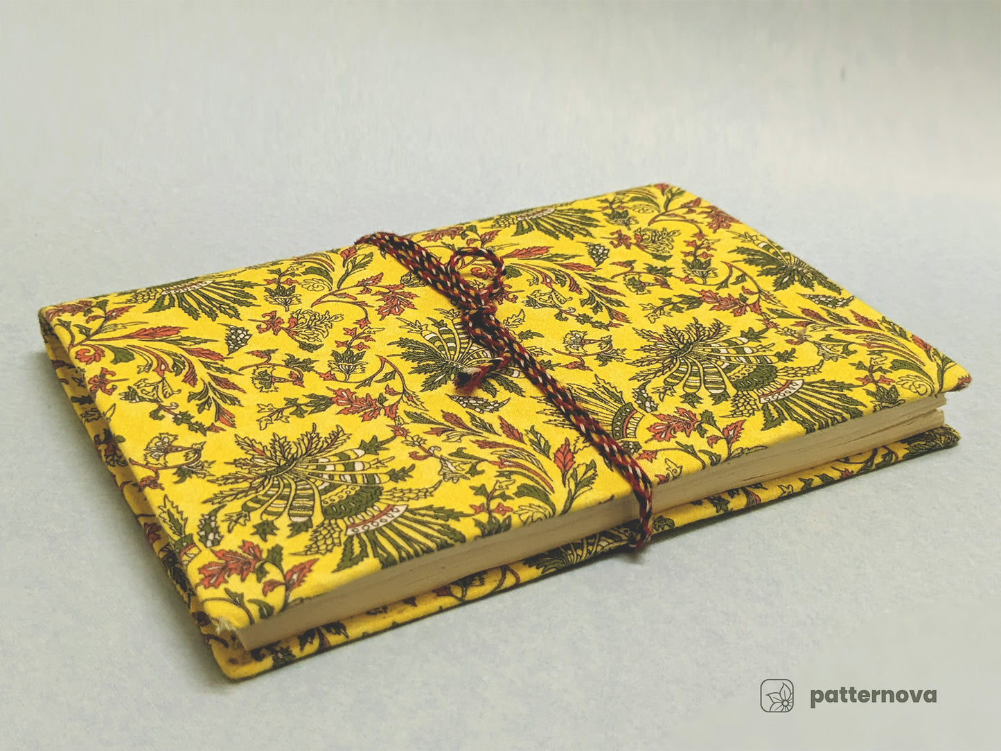 Yellow Floral Block Print Artful Fabric Journal