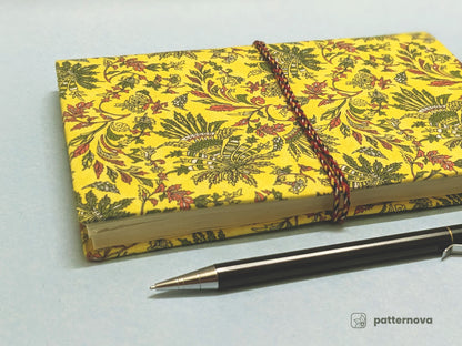 Yellow Floral Block Print Artful Fabric Journal