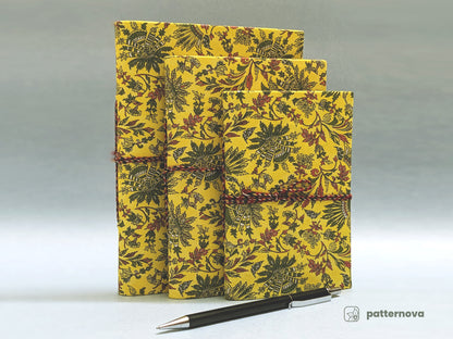 Yellow Floral Block Print Artful Fabric Journal