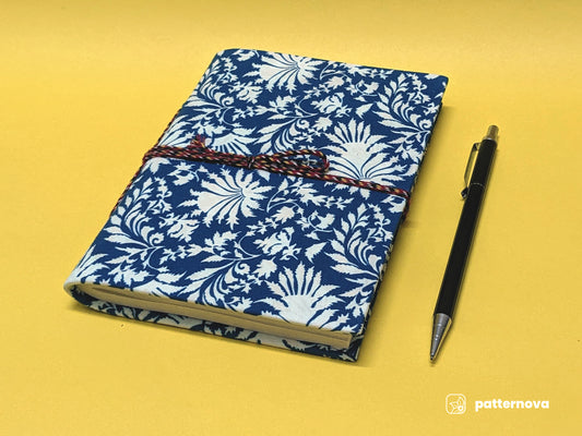 Blue Floral Block Print Artful Fabric Journal